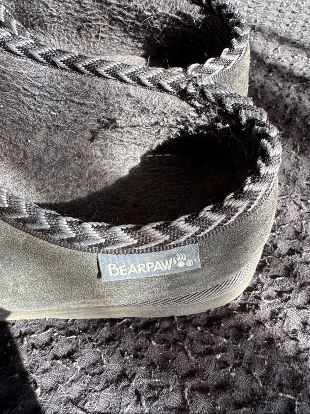 BearPaw Charcoal Braided-Trim Slip-On Slippers - Picture 2 of 5